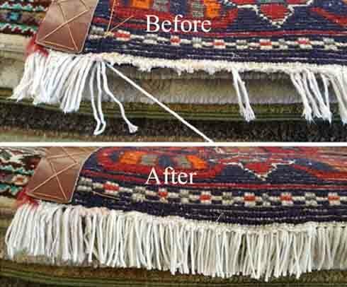 Persian carpet fringe repair